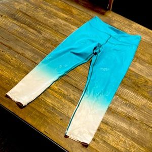 ZYIA Active Teal White Ombré Leggings size 12 light and tight